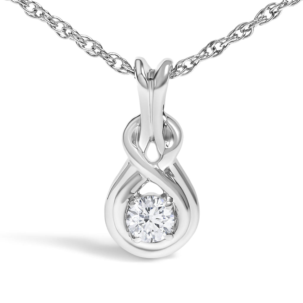 0.10 CTW Lab-Grown Diamond Love Knot Pendant Necklace in 925 Sterling Silver (F–G Color, VS1–VS2 Clarity)
