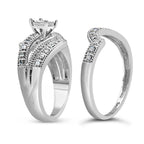 1/3 CTW Round Diamond Crisscross Engagement Ring Bridal Set in 925 Sterling Silver (H-I / I1–I2)
