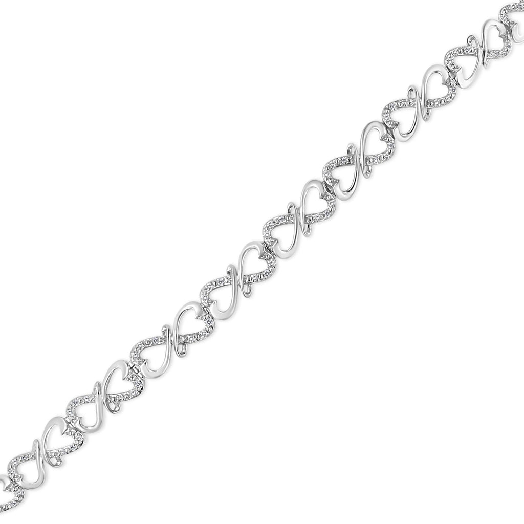 1/3 CTW Diamond Heart Infinity Link Bracelet in 925 Sterling Silver (H–I Color, I3 Clarity)