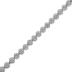 1.0 CTW Diamond Quatrefoil Circle-Link Tennis Bracelet in 925 Sterling Silver (I–J Color, I3 Clarity) – 7"