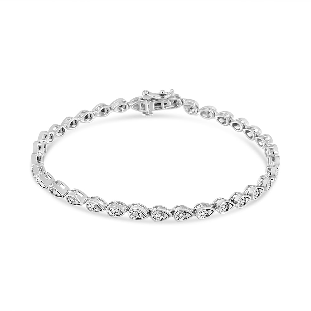 1/10 CTW Round-Cut Diamond Pear Link Bracelet in 925 Sterling Silver (I–J Color, I2–I3 Clarity)