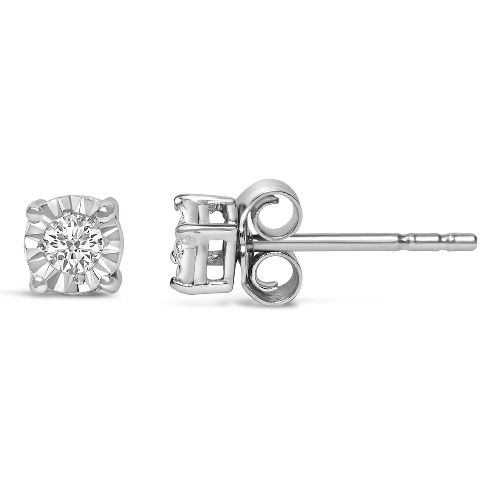 925 Sterling Silver 1/10 CTTW Round Brilliant-Cut Lab-Grown Diamond Miracle-Set Stud Earrings (F–G Color, VS1–VS2 Clarity)