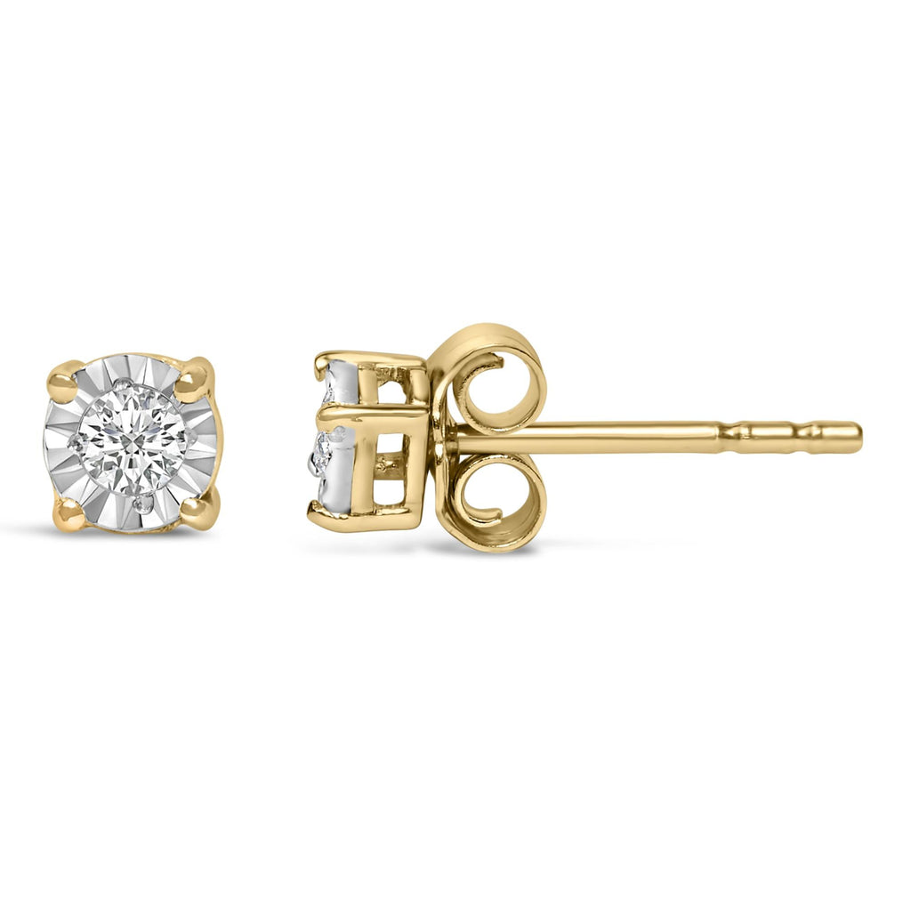 925 Sterling Silver 1/10 CTTW Round Brilliant-Cut Lab-Grown Diamond Miracle-Set Stud Earrings (F–G Color, VS1–VS2 Clarity)