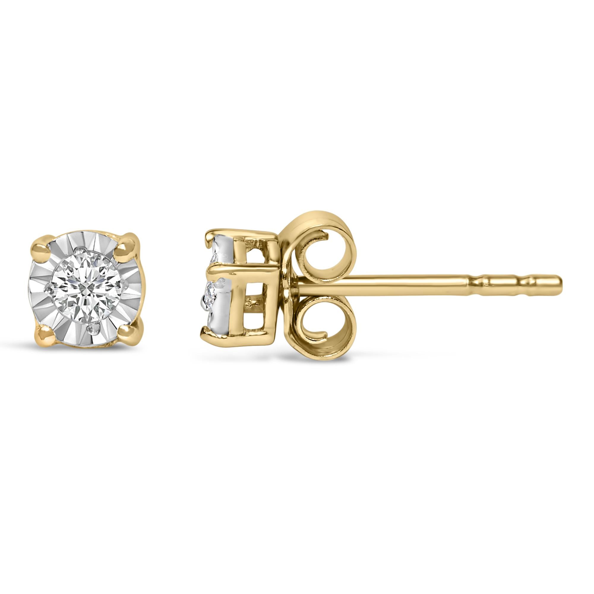 925 Sterling Silver 1/10 CTTW Round Brilliant-Cut Lab-Grown Diamond Miracle-Set Stud Earrings (F–G Color, VS1–VS2 Clarity)