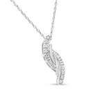 Diamond Accent Bypass Curve Pendant Necklace in 925 Sterling Silver (I–J Color, I3 Clarity)