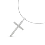 0.25 CTW Diamond Cross Unisex Pendant Necklace in 925 Sterling Silver (I–J Color, I3 Clarity)