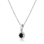 0.10–0.50 CTW Diamond Solitaire Milgrain Pendant Necklace in 925 Sterling Silver (Black & Green Diamond, I–J Color, I3 Clarity)