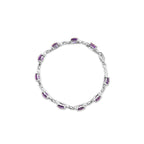 7mm Cushion-Cut Amethyst & Diamond Tennis Link Bracelet in 925 Sterling Silver – 7 in (I–J / I1–I2)