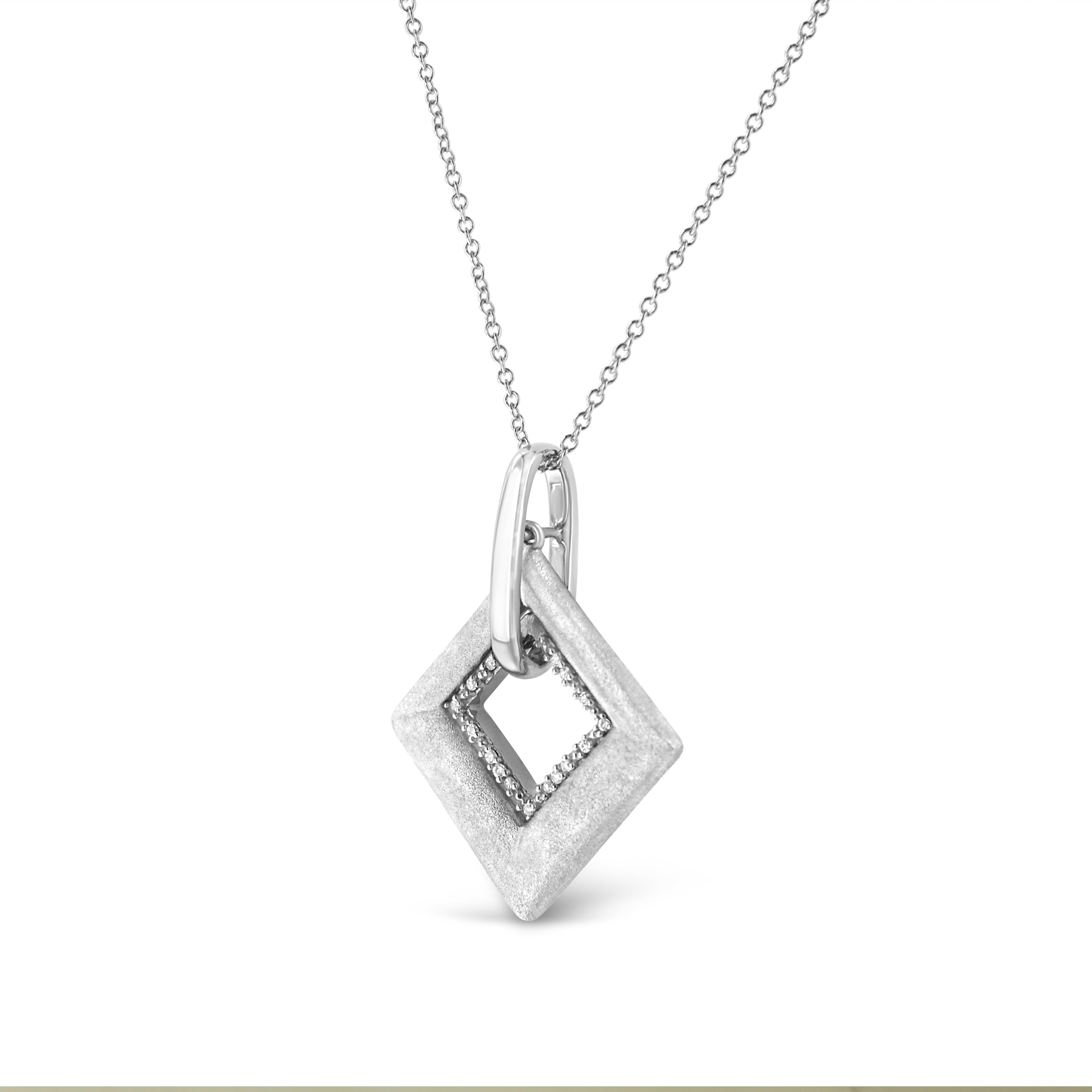 0.05 CTW Pavé Diamond Kite Pendant Necklace in 925 Sterling Silver (I–J Color, I1–I2 Clarity)