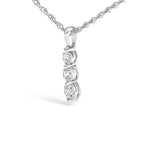 925 Sterling Silver 0.25 Cttw Lab Grown Diamond Three Stone Diamond Pendant Necklace - 18" Inches