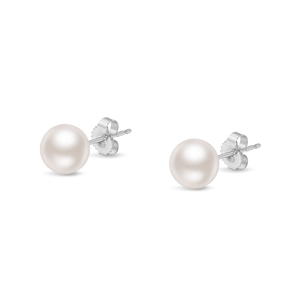 14K Gold Saltwater Akoya Pearl Stud Earrings – AAA+ Quality