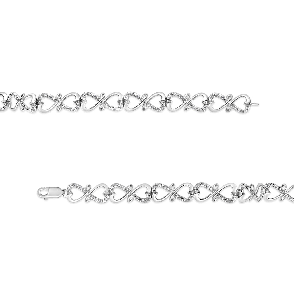 1/3 CTW Diamond Heart Infinity Link Bracelet in 925 Sterling Silver (H–I Color, I3 Clarity)