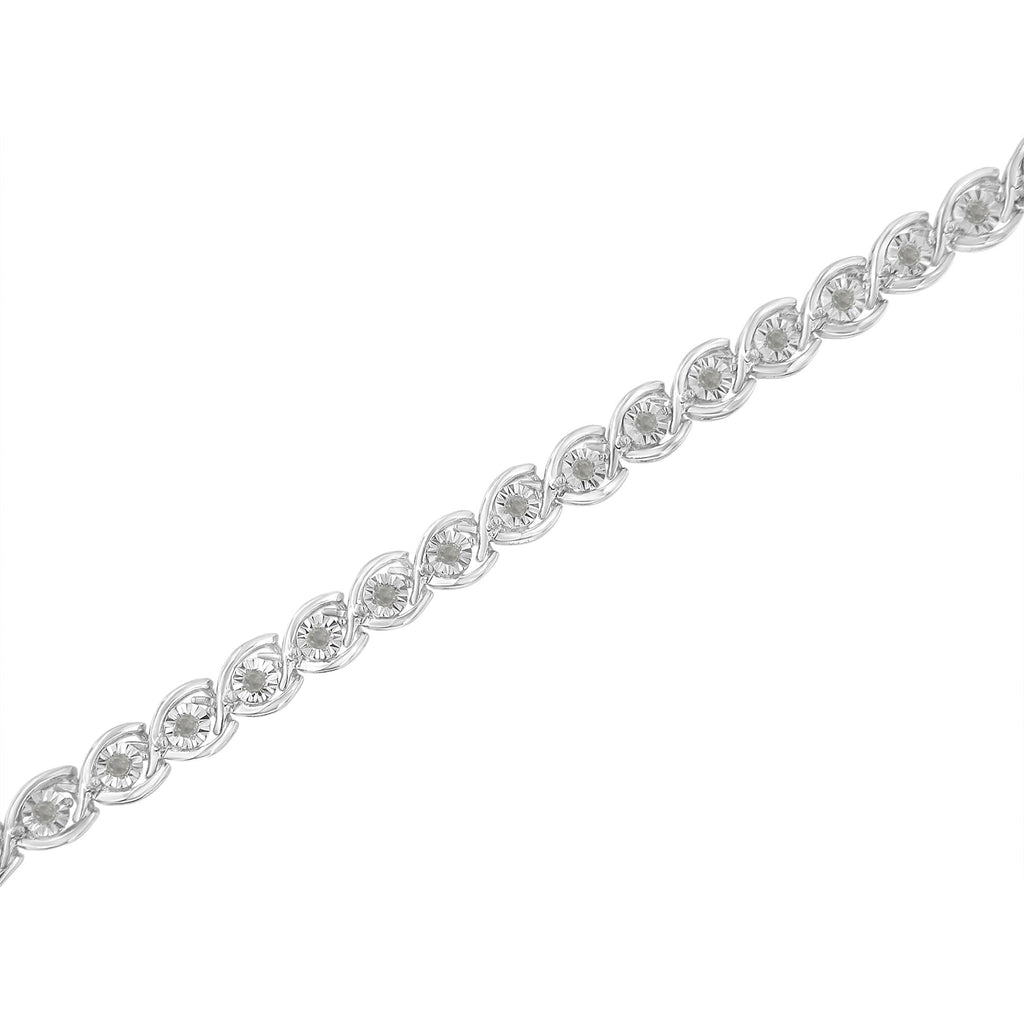 1/2 CTW Diamond Criss-Cross Link Bracelet in 925 Sterling Silver (I–J Color, I2–I3 Clarity)