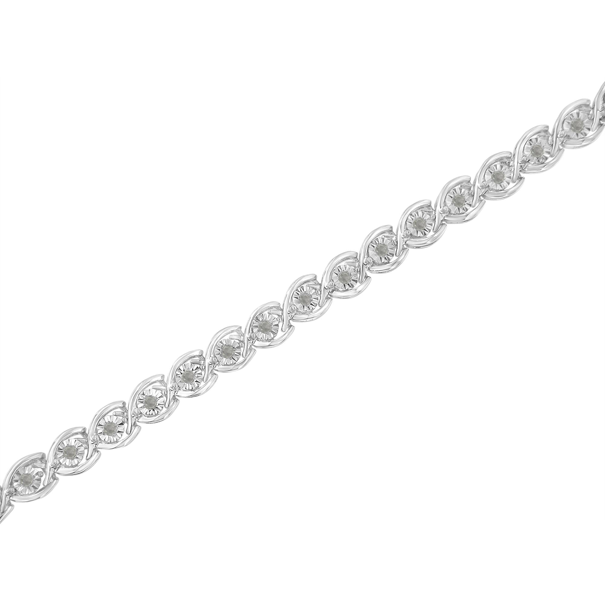1/2 CTW Diamond Criss-Cross Link Bracelet in 925 Sterling Silver (I–J Color, I2–I3 Clarity)