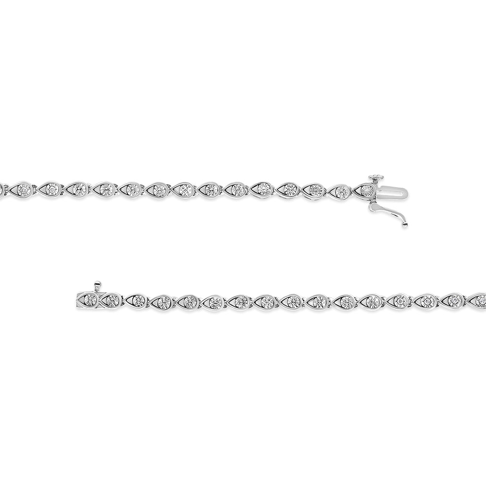 1/10 CTW Round-Cut Diamond Pear Link Bracelet in 925 Sterling Silver (I–J Color, I2–I3 Clarity)