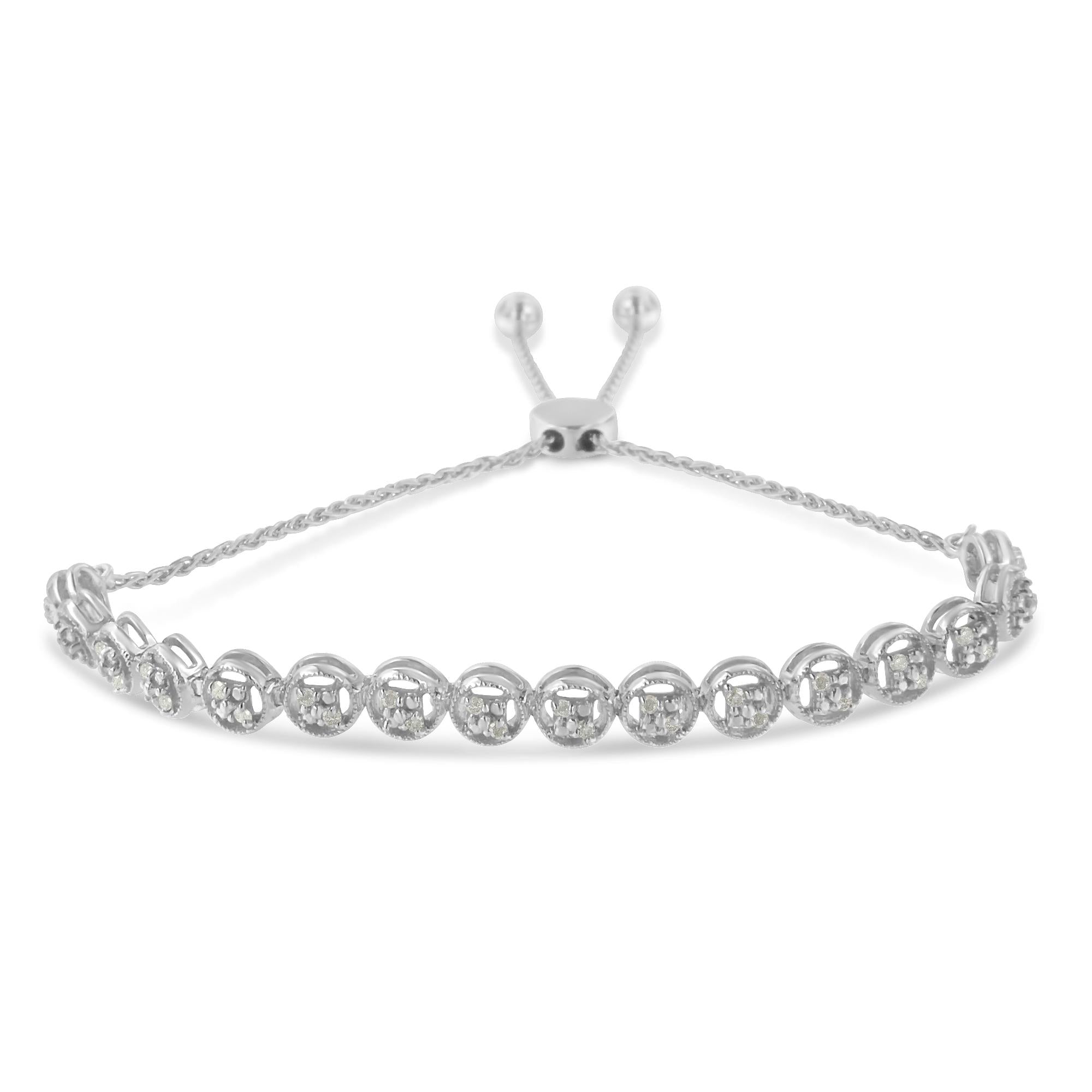 0.25 CTW Diamond Bolo Bracelet in 925 Sterling Silver (I–J Color, I3 Clarity)