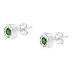 1/4 CTTW Green & Clear Diamond Stud Earrings in 925 Sterling Silver (Color-Enhanced, I1–I2 Clarity)