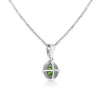 0.10–0.50 CTW Diamond Solitaire Milgrain Pendant Necklace in 925 Sterling Silver (Black & Green Diamond, I–J Color, I3 Clarity)