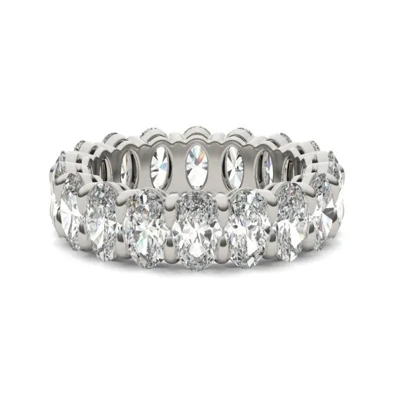 4 CTW Oval Lab-Grown Diamond Couture Classic Eternity Ring in 14K White Gold (G/VS)
