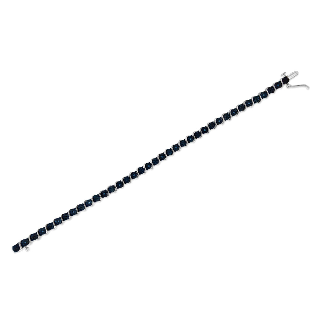 1/10 CTW Treated Blue Diamond “S” Link Tennis Bracelet in 925 Sterling Silver (I–J Color, I2–I3 Clarity)