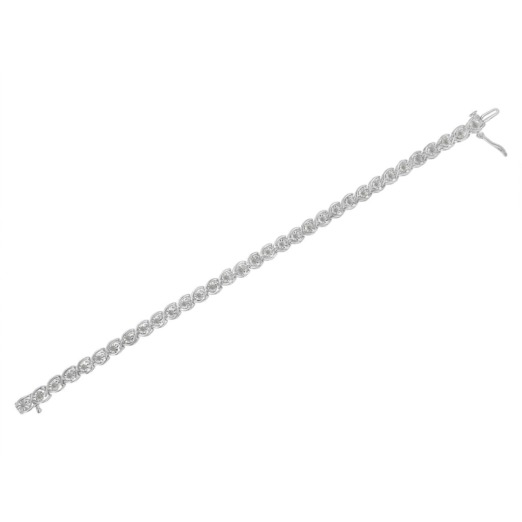 1/2 CTW Diamond Criss-Cross Link Bracelet in 925 Sterling Silver (I–J Color, I2–I3 Clarity)