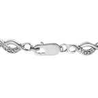 Diamond Accent Curved Spiral Link Bracelet in 925 Sterling Silver (I–J Color, I3 Clarity)