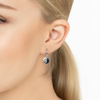 Lunar Moon Huggie Hoop Earrings in 925 Sterling Silver – Textured Disc Celestial Design