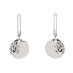 Lunar Moon Huggie Hoop Earrings in 925 Sterling Silver – Textured Disc Celestial Design