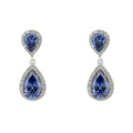 Teardrop Tanzanite Drop Earrings in 925 Sterling Silver with Zirconia Halo