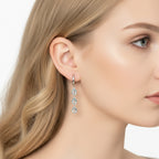 925 Sterling Silver Triple Teardrop Blue Topaz Hydro Drop Earrings
