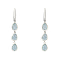 925 Sterling Silver Triple Teardrop Blue Topaz Hydro Drop Earrings
