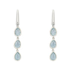 925 Sterling Silver Triple Teardrop Blue Topaz Hydro Drop Earrings