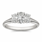 1 CTW Oval Lab Grown Diamond Three-Stone Engagement Ring in 14K White Gold (G-VS)