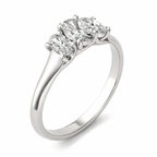 1 CTW Oval Lab Grown Diamond Three-Stone Engagement Ring in 14K White Gold (G-VS)