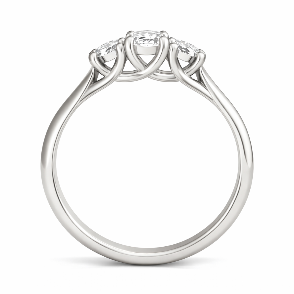 1 CTW Oval Lab Grown Diamond Three-Stone Engagement Ring in 14K White Gold (G-VS)