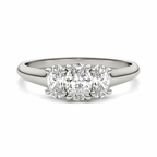 1 CTW Oval Lab Grown Diamond Three-Stone Engagement Ring in 14K White Gold (G-VS)