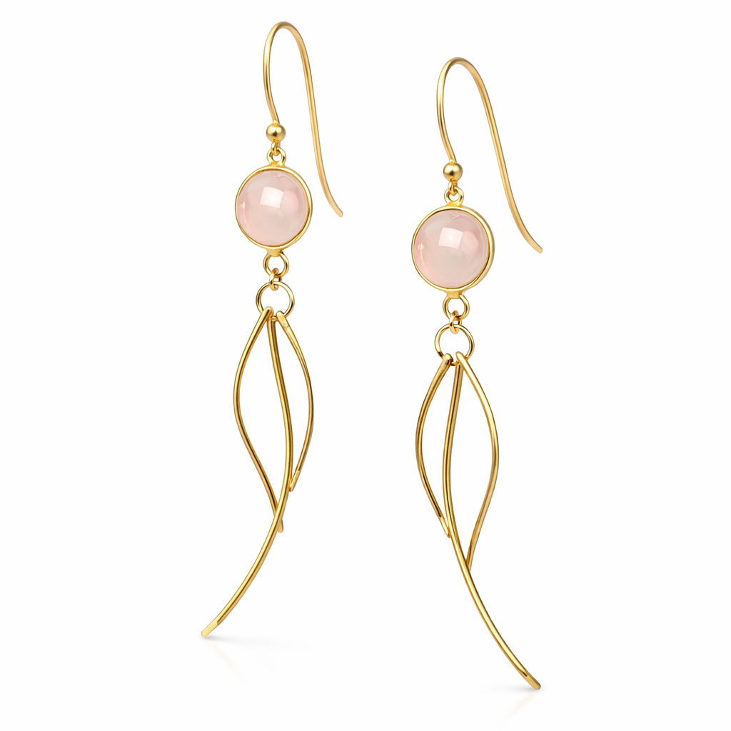 Rose Quartz Dangle Earrings – 14K Gold Vermeil