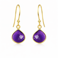Amethyst Bezel Drop Earrings – 14K Gold Vermeil