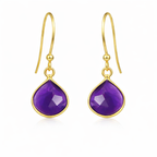 Amethyst Bezel Drop Earrings – 14K Gold Vermeil