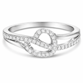 925 Sterling Silver Diamond Open Heart Bypass Ring (1/8 Cttw, I2–I3 Clarity)