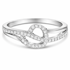 925 Sterling Silver Diamond Open Heart Bypass Ring (1/8 Cttw, I2–I3 Clarity)