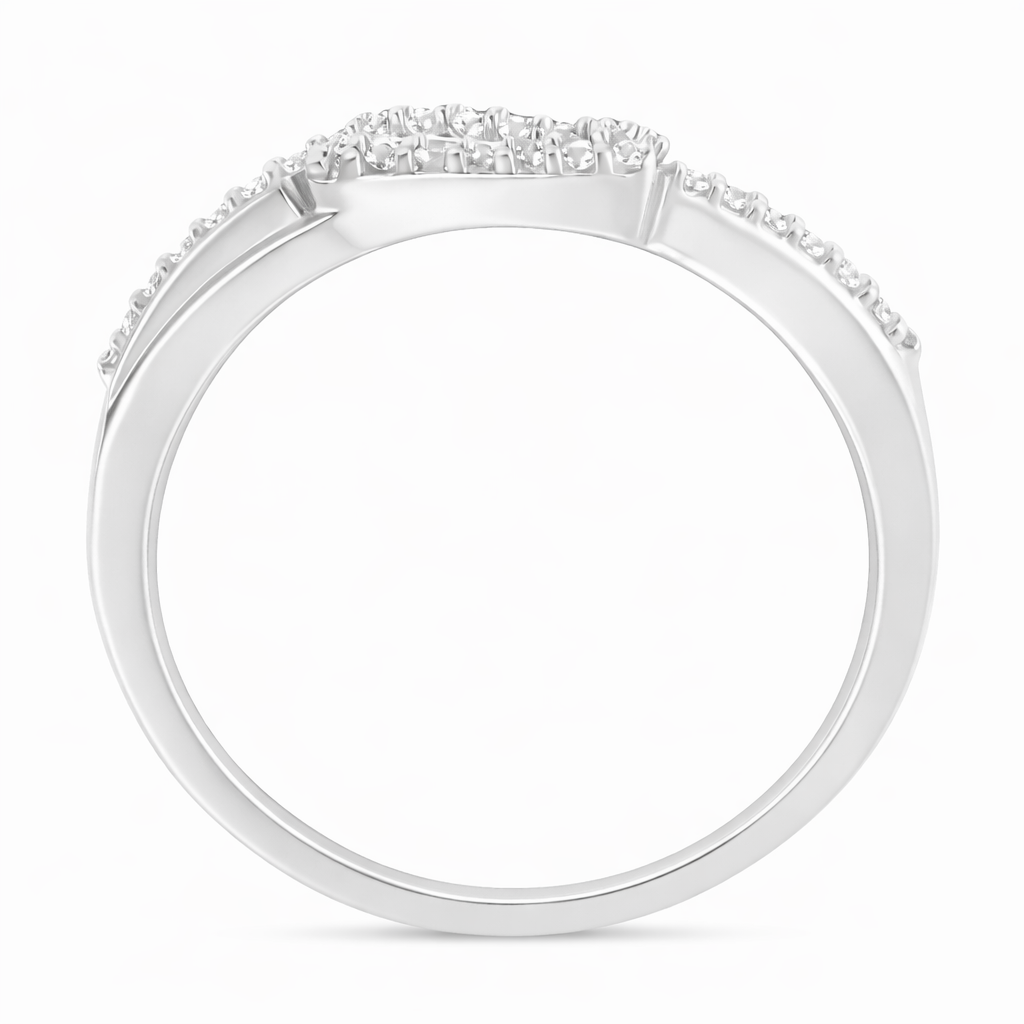 925 Sterling Silver Diamond Open Heart Bypass Ring (1/8 Cttw, I2–I3 Clarity)