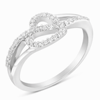 925 Sterling Silver Diamond Open Heart Bypass Ring (1/8 Cttw, I2–I3 Clarity)