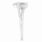 925 Sterling Silver Diamond Open Heart Bypass Ring (1/8 Cttw, I2–I3 Clarity)