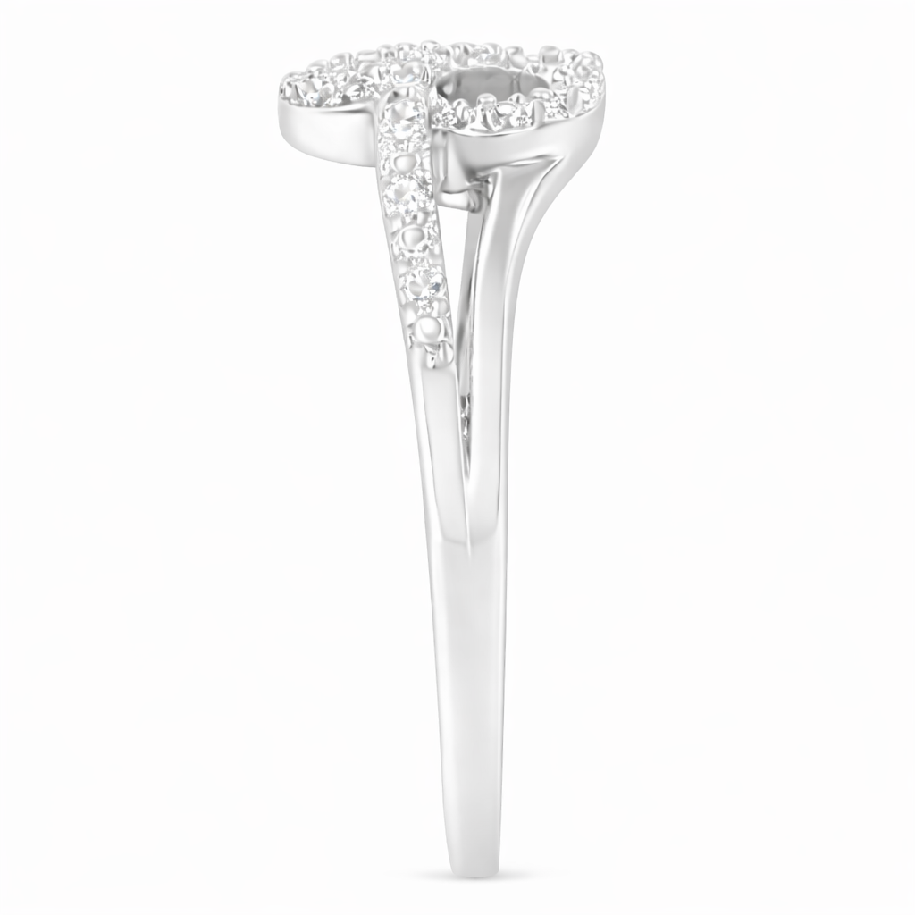 925 Sterling Silver Diamond Open Heart Bypass Ring (1/8 Cttw, I2–I3 Clarity)