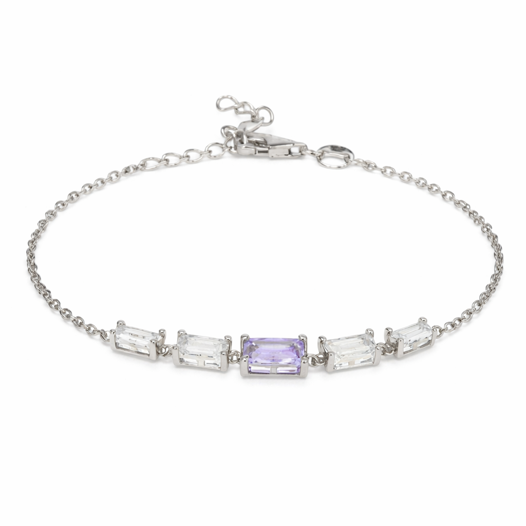 Gemstone Bracelet in 925 Sterling Silver with Lilac Amethyst