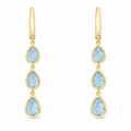 925 Sterling Silver Triple Teardrop Blue Topaz Hydro Drop Earrings – Gold Plated