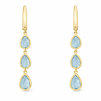 925 Sterling Silver Triple Teardrop Blue Topaz Hydro Drop Earrings – Gold Plated