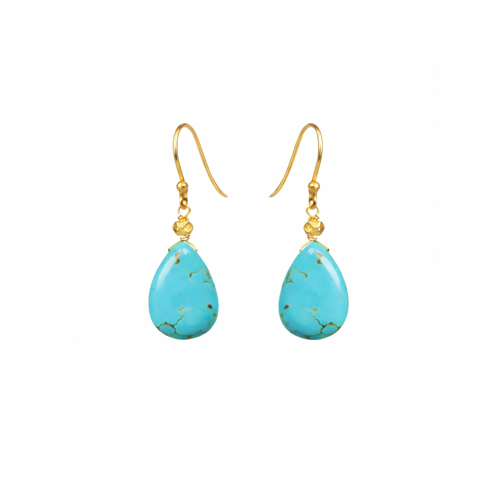Turquoise Tear Drop Earrings in 18K Vermeil Sterling Silver