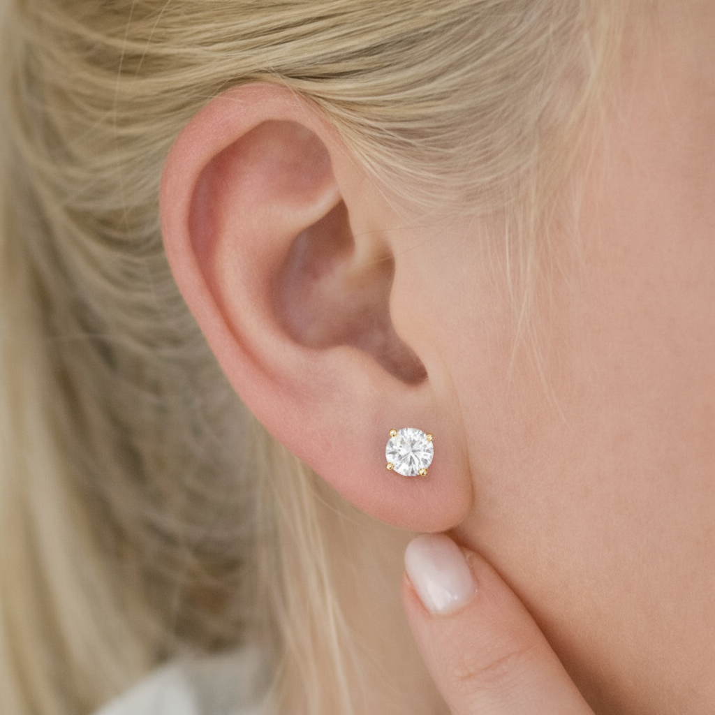 2.50 CTW Lab-Grown Diamond Stud Earrings in 14K Yellow Gold – G Color VS Clarity